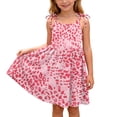 thumbnail image 2 of SGFCWSX Girls Summer Dresses Tie Shoulder Spaghetti Strap Print with Pockets Casual A-Line Kids Daily Dress Pink Size 9 Years, 2 of 9