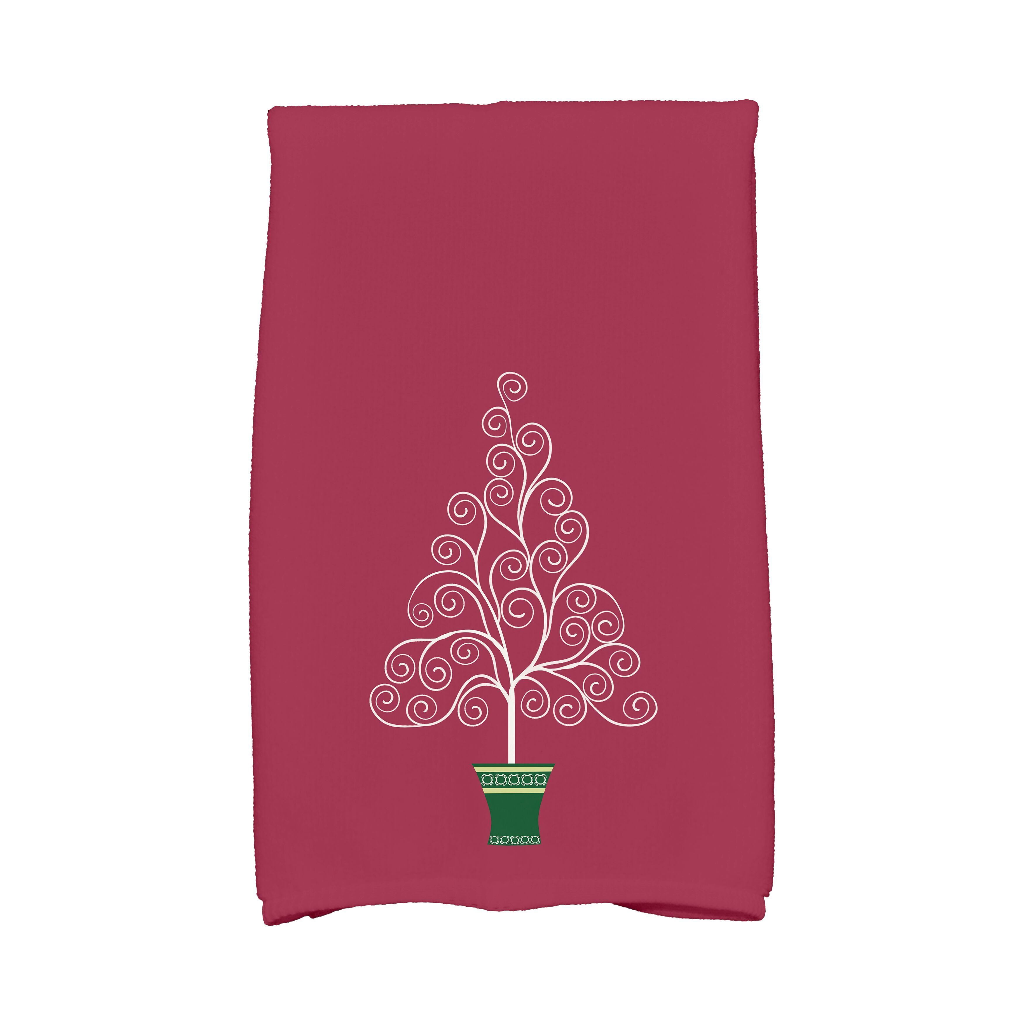 Holiday Essence Filigree Tree Geometric Print Kitchen Towel