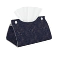 thumbnail image 2 of Lsque Navy Dark Blue Printed Long Tissue Box Cover Holder, Facial Paper Organizer Dispenser,Triangle with Bottom Belt, PVC Leather Decorative Organizer, 2 of 9