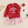 thumbnail image 3 of Toddler Baby Girl Christmas Outfit Candy Cane Sweatshirt Long Sleeve Shirts Tops Tulle Tutu Skirts Set Fall Winter Holiday Clothes, 3 of 8