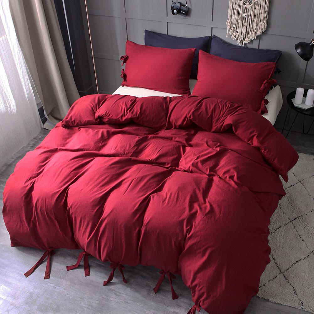 LYUMO Solid Ties Washable Cotton Duvet Cover Set Bedding Bedding Quilt Pillow Cases, Bedding Set
