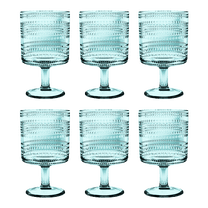 Abode Homewares by TarHong Beaded Stacking Goblet, 14.8 oz, Set of 6, Sea Green