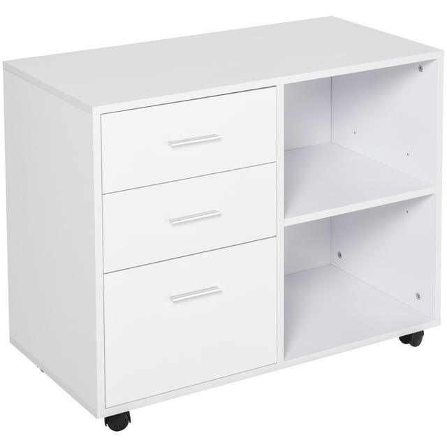 HomCom Office Filing Cabinet with 3 Storage Drawers, White - Walmart.com