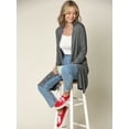 thumbnail image 3 of Made by Johnny Women's Solid Long Sleeve Open Front Long Cardigan M HEATHER_DARK_GREY, 3 of 6