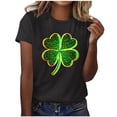 thumbnail image 2 of Uootdi St Patrick's Day Tees for Women Short Sleeve Crewneck Heart Shamrock Print Holiday Parades Casual Blouses Shirts Tops Gift, 2 of 5