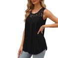 thumbnail image 3 of JINMGG Women's Fashion Solid Color Square Neck Comfortable Loose T-Shirt Sleeveless Blouse Casual Tops Black M, 3 of 7