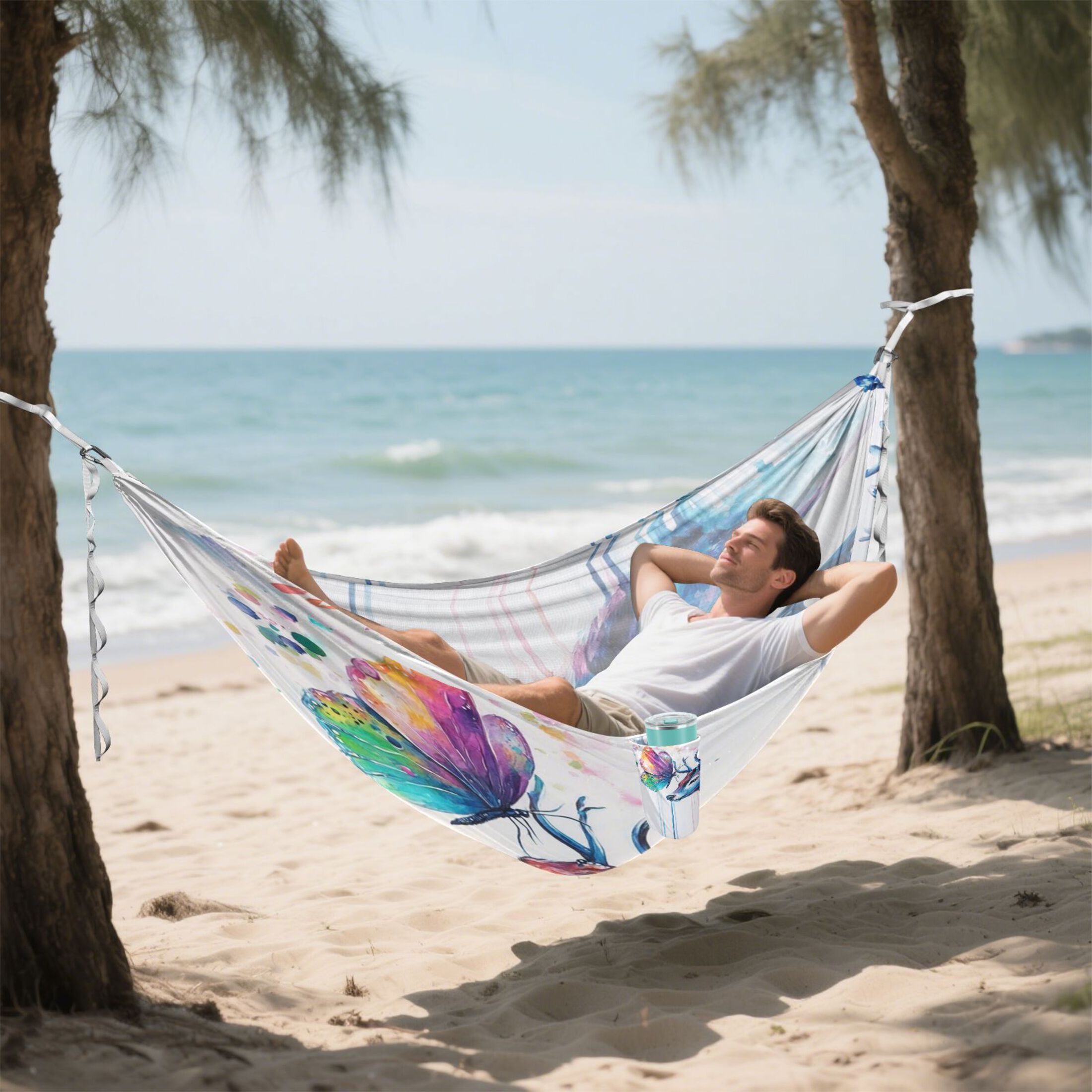 Hammock Camping Hammock Nylon Portable Hammock Travel Camping Hammock Colorful Deer Butterfly Pattern