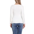 thumbnail image 3 of Suéter de punto acanalado INSPIRE CHIC para mujeres, otoño 2025, de manga larga, cuello redondo, ajustado, camiseta pulóver XL blanca, 3 of 6