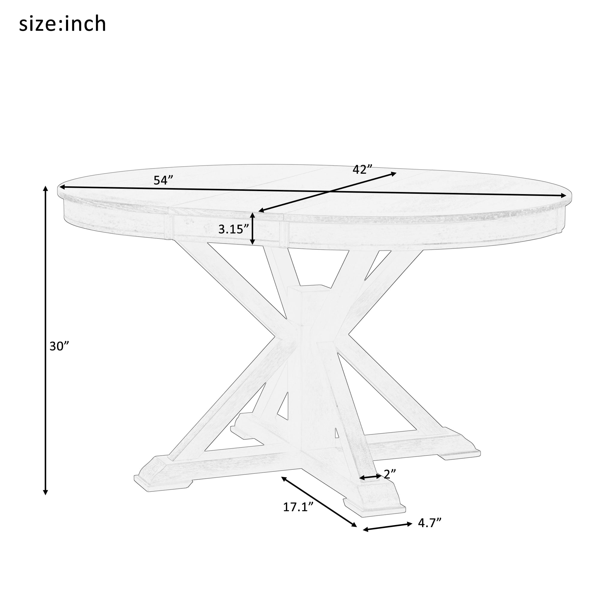Aukfa Extendable Dining Table for 6, 42"-54" Round Kitchen Table with Butterfly Leaf for Dining Room/Living Room, Antique White