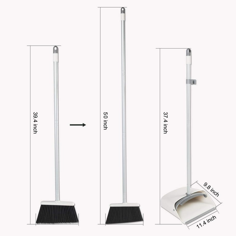 11.4 in. Broom and Dustpan Set for Home Upright Dustpan and Broom