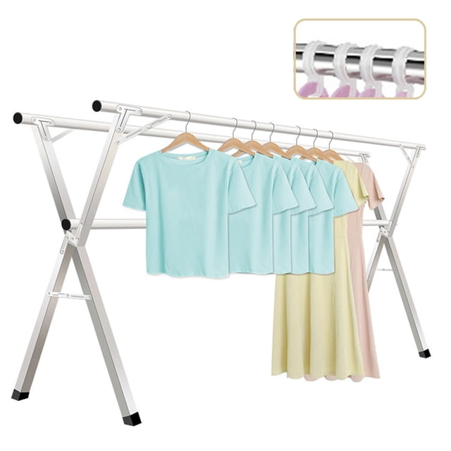 Tendedero plegable para ropa 140-240 cm retractil de acero inoxidable para interior y exterior con tubería reforzada