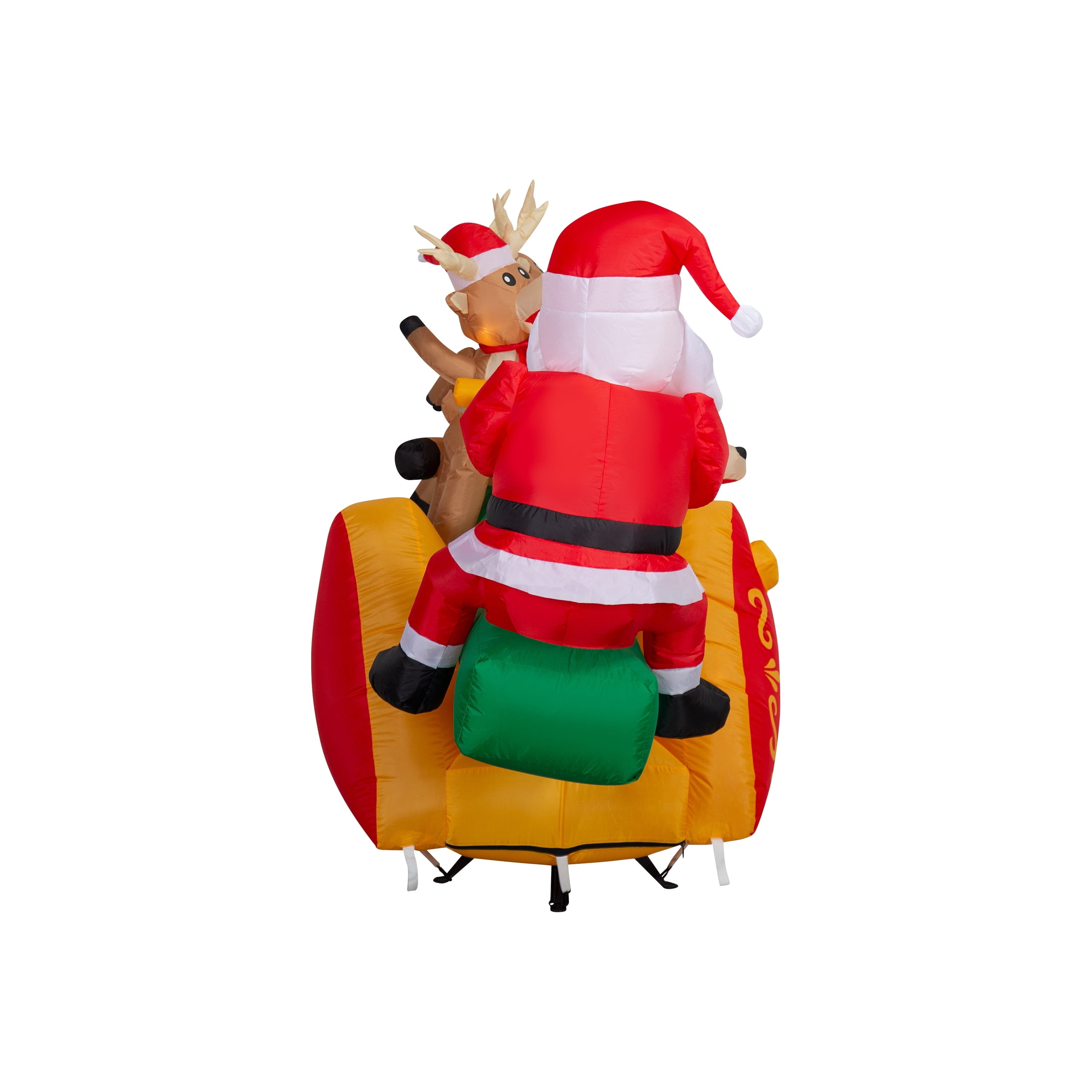 Multicolor Teeter Totter Santa with Reindeer Christmas Airblown Yard Inflatable, 6.5', by Holiday Time