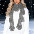 thumbnail image 2 of HJYCHN Women's Fashion Scarves Elegant Hand Floral Scarf Long Knitted Neck Warmer Soft Warm Decorative Scarfs for Women Grey One Size, 2 of 4