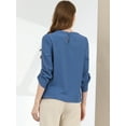 thumbnail image 3 of INSPIRE CHIC Women's Work Pleated Shirred 3/4 Sleeve Pullover Top, 3 of 6