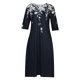 thumbnail image 4 of Vestidos de media manga fruncidos con cuello en V y botones estampados casuales de otoño para mujer Fridja  bnh5728, 4 of 8