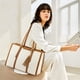 thumbnail image 2 of Bolsa para portátil LOVEVOOK para mujer, de lona de 15,6 pulgadas con bolso de mano, color beige, 2 of 9