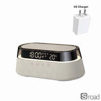 6-in-1 Smart Alarm Clock With 15W Fast Wireless Charger, Bluetooth Speaker, FM Radio, Dual Alarm, USB Port & RGB Mood Night Light For Bedroom