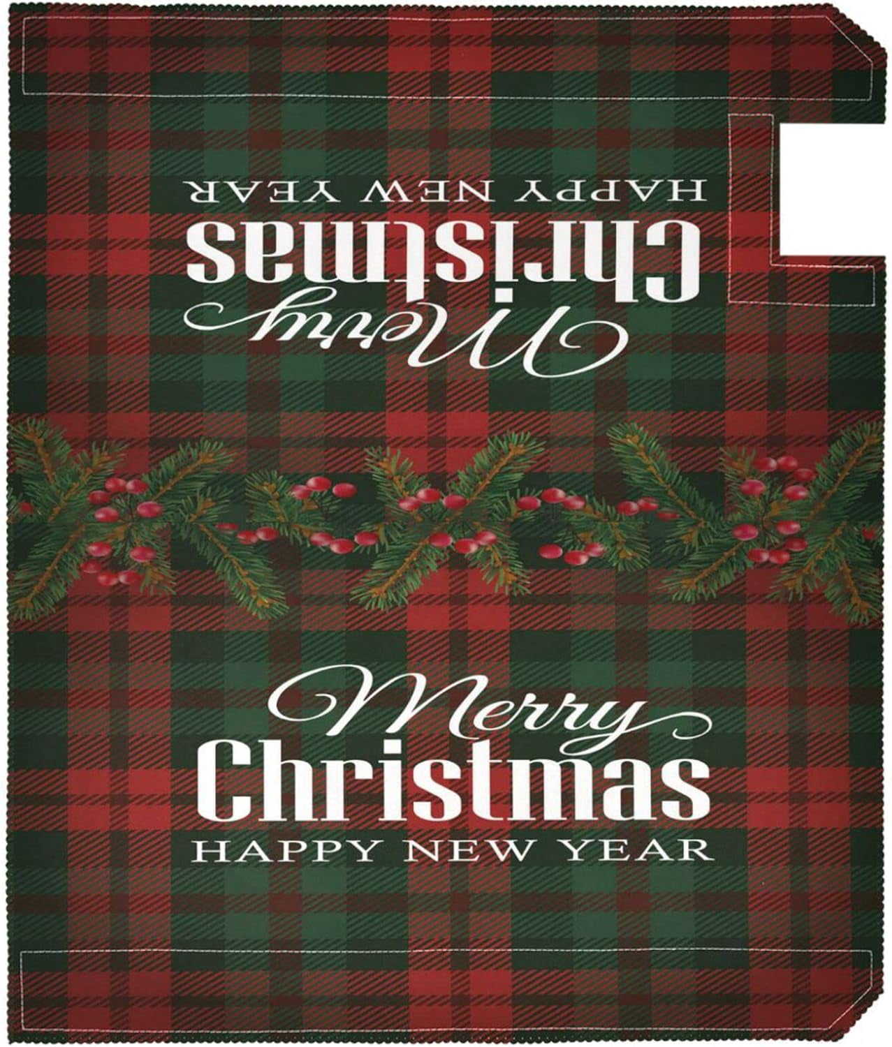 Christmas Holly Berry Mailbox Cover Buffalo Check Plaid Mailbox Covers Magnetic Large Oversized 21"X25.5" Mailbox Wraps Post Letter Box Cover Garden Decorations