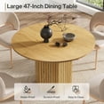 thumbnail image 4 of Tribesigns Round Dining Table, 47-Inch Wood Kitchen Table for 4-6 People, Modern Dinner Table with Wood Strip Base for Living Room, Home, Apartment, Light Brown, 4 of 7