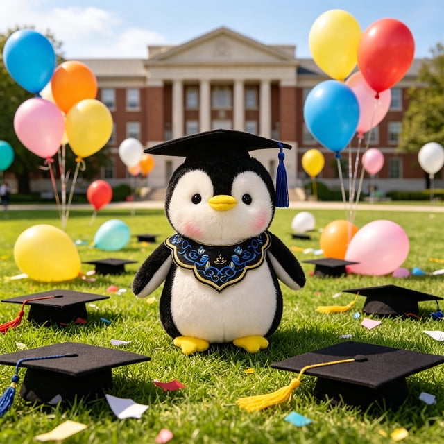 Graduation Penguin Gifts,Plush Penguin Stuffed Animal,Graduation Penguin Plush, Cute Graduation Stuffed Animal with Cap, Sash, Soft Penguin Plush Gift for Graduation Celebration