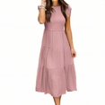 thumbnail image 4 of YUEVORA Summer Dresses for Women, Flutter Sleeve Tiered Maxi Dress, Casual Crew Neck Long Dress with Smocked Waist, Elegant Flowy Vacation Outfit and Comfortable Daily Wear., 4 of 5