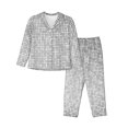 thumbnail image 1 of Bingfone Ensemble de Pyjama pour Femmes à Imprimé Mosaïque Argenté, Pyjama de Détente à Manches Longues - Très Grand, 1 of 7