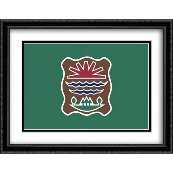 Native American Western Abenaki 2x Matted 36x28 Large Black Ornate Framed Art Print by The Flag Art Print Series