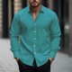 thumbnail image 1 of pstuiky camisetas de manga larga para hombre, Camisa de manga larga con cuello estampado, informal y cómoda, para hombre. camisetas de hombre m, 1 of 5