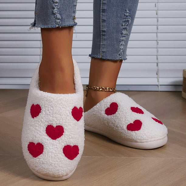 Zapatillas termicas planas con forma de corazon antideslizantes esponjosas para hombres y mujeres Wdftyju Tenis De Mujer Tenis De Hombre Walmart en linea