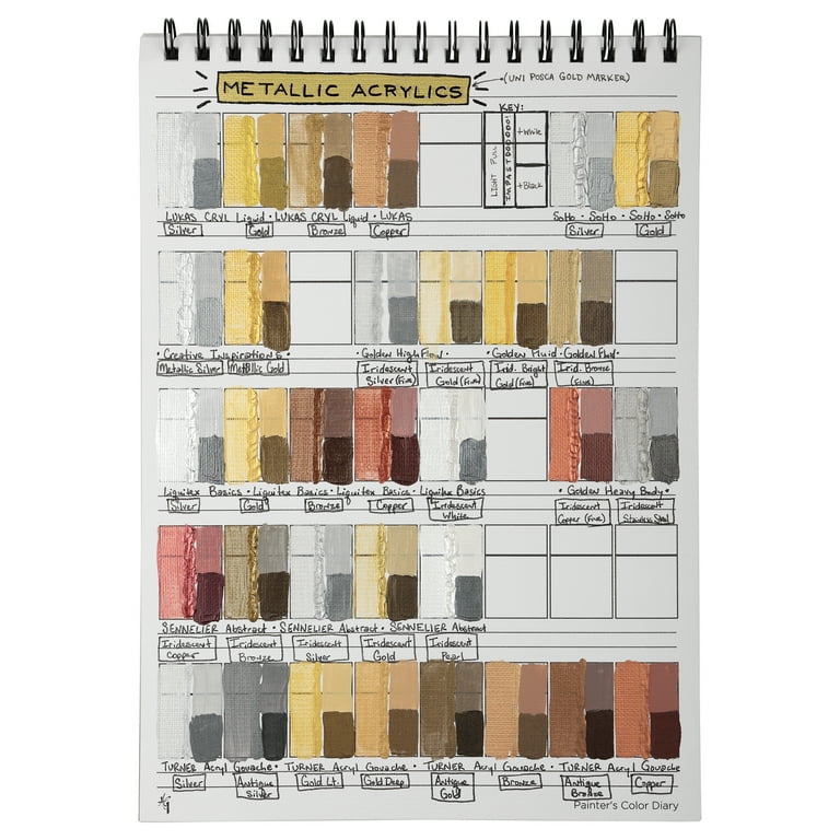 HG Art Concepts Painters Color Diary - 9x12 Spiral-Bound Color Swatch Book with 10 Pages for Acrylic or Oil Paint - Single