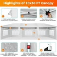 thumbnail image 6 of SANOPY 10x15 Pop up Canopy Tent with Sidewalls, Heavy Duty Easy up Outdoor Gazebo Canopy with Mosquito Net Screen Tents for Parties, Screened Canopy Party Tent for Backyard with Handbag, 6 of 11