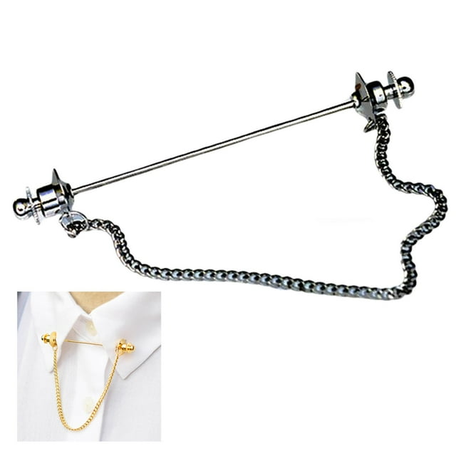 Pasador de Barra de Cuello para Hombres, con Insignias de Cadena, , Clips de , Decoración de Joyería, Regalos de 70mm , Negro Salvador Clips para la barra del cuello de la camisa