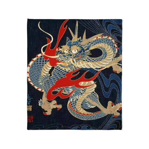 CafePress - Dragon Japanese Textile Throw Blanket - Soft Fleece Throw Blanket, 50"x60" for All Ages