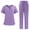 Purple, variant on Scrub Sets for Women Solid Color V-Neck Short Sleeve Long Pants Nurse Uniform with Pock