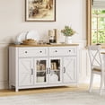 thumbnail image 2 of MARNUR Sideboard Buffet Cabinet Farmhouse Style, 55" Storage Cabinet with 2 Drawers 4 Doors, Adjustable Shelves for Kitchen Office Bedroom Hallway Entryway, Oak & White, 2 of 9