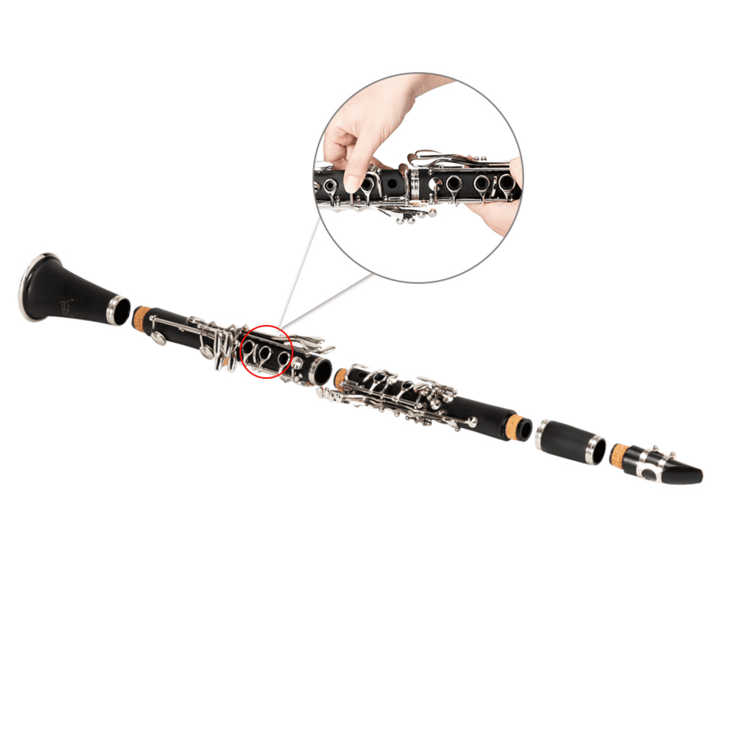 Hassch Bb Clarinet For Beginners, 17 Keys Flat B Clarinet with Case, Gloves, 2 Mouthpiece Connectors, 10 Reeds and Other Accessories, Black