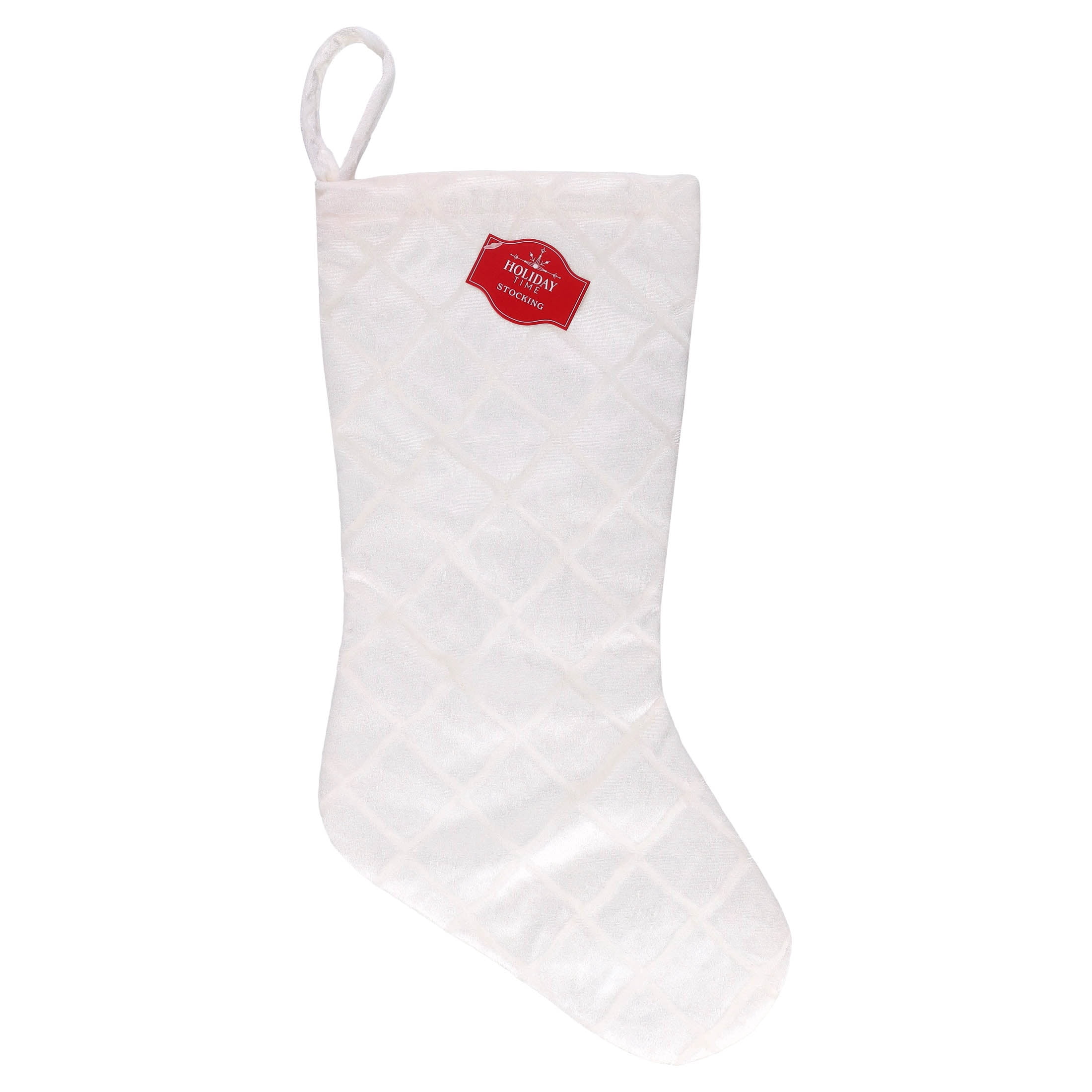 Embossed Diamond Pattern Christmas Stocking, White, 18", by Holiday Time