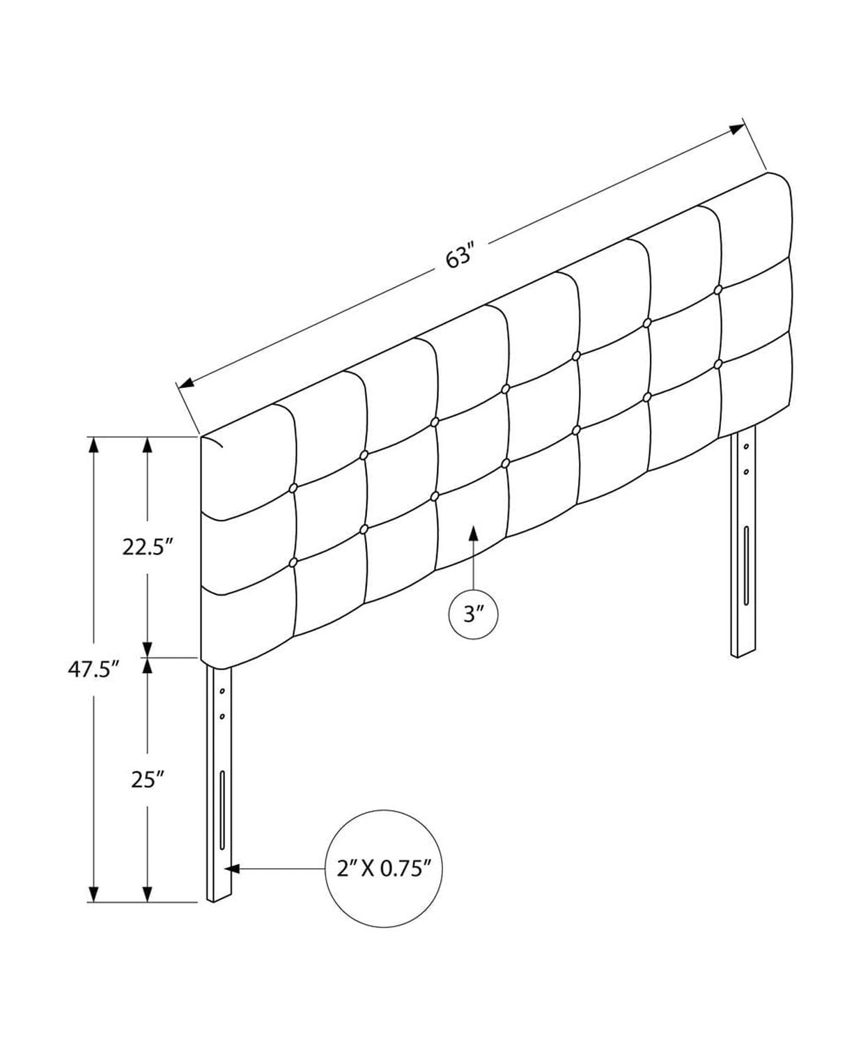 Monarch Specialties Lit, Tête De Lit Seulement, Grand, Chambre À Coucher, Rembourré, Pu D'aspect Cuir, Brun, Transitionnel