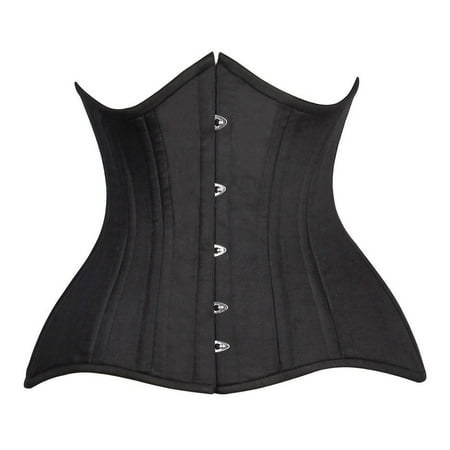 

Top Drawer Curvy Black Cotton Double Steel Boned Underbust Waist Cincher Corset