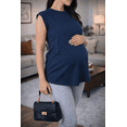 thumbnail image 4 of Playera Maternidad Algodón Cómoda Ropa Embarazo Playera Mujer Básica Sin Mangas Color Azul Marino, 4 of 4