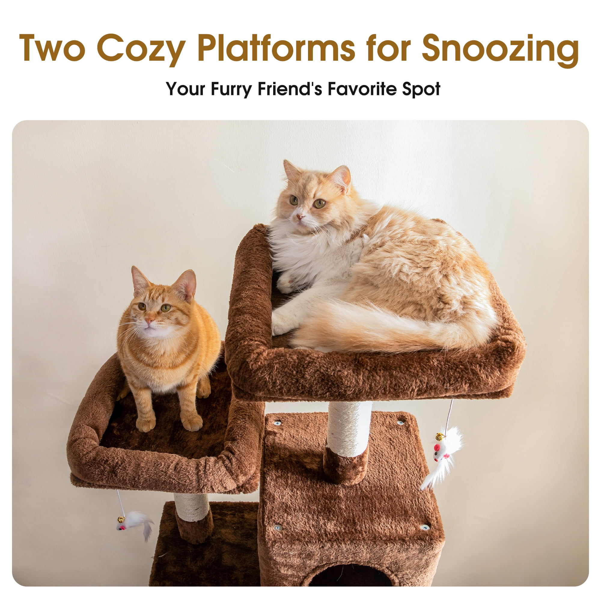 MWPO 70.1-in Multilevel Cat Tree Tower with Condo, Perch and Scratching Post, Brown