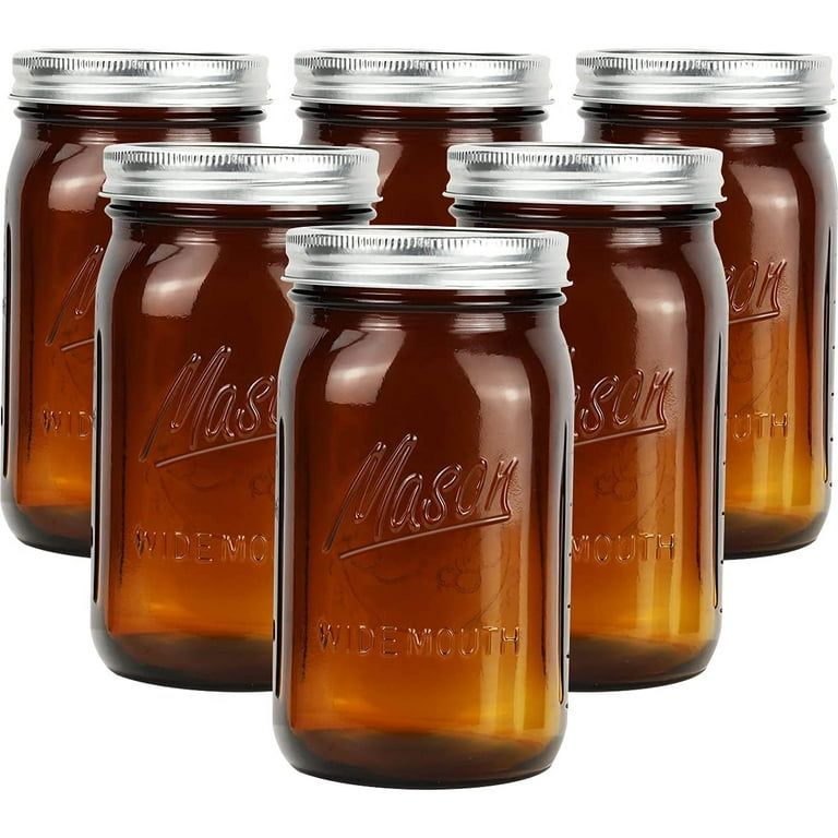 Jarming Collections Mason Jars 32 Oz Glass Extra Wide Mouth Quart Storage  Jars with Lids - BPA Free Plastic Storage Lids - Made in USA - Quart Glass