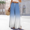 thumbnail image 2 of FUNUONY Wide Leg Pants Woman Flowy Palazzo Pants for Women High Waisted Summer Casual Gradient Trousers Fall Outfits 2025 2025 Summer Beach Culottes Casual Trousers for Vacation Light Blue L, 2 of 7