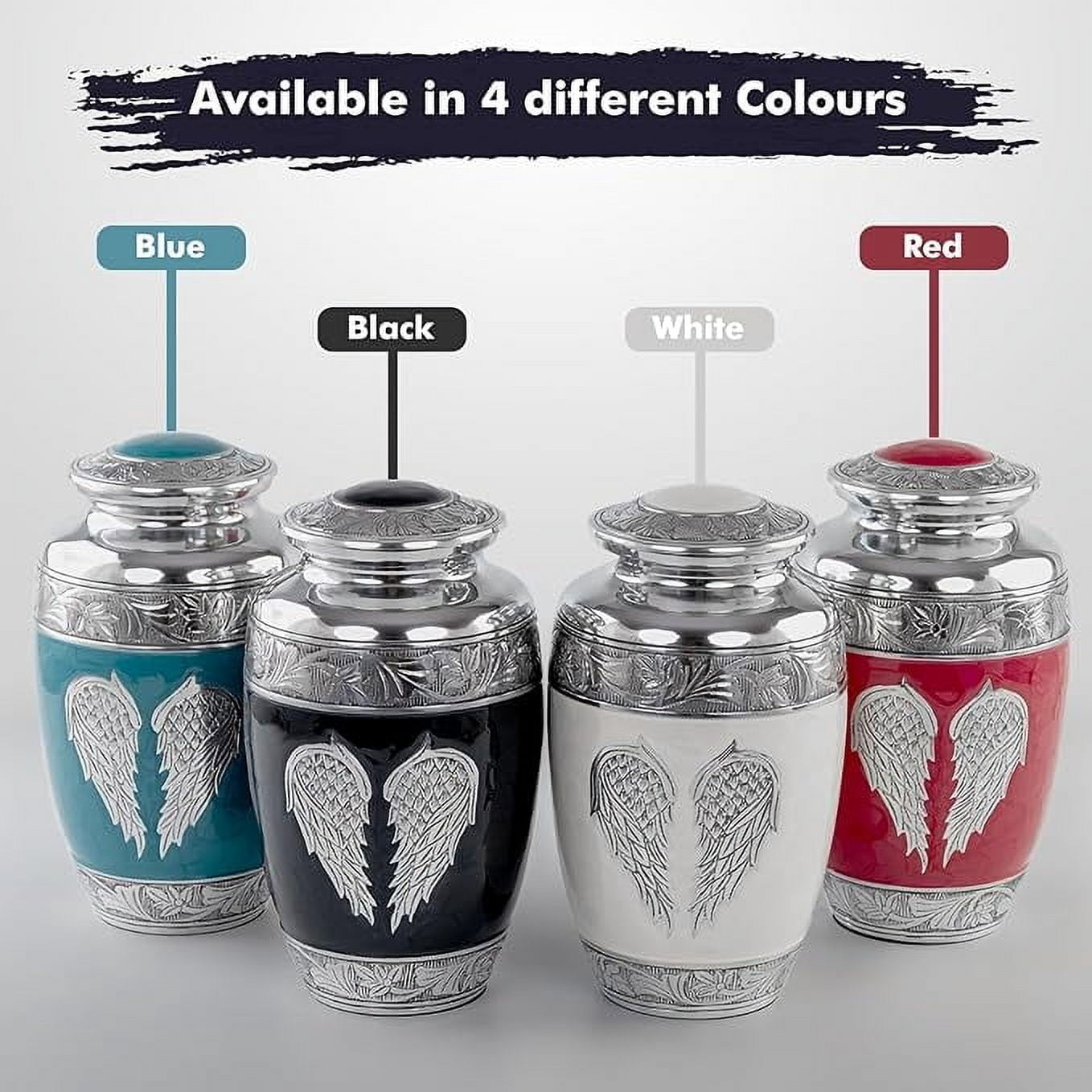 STONLIF Angel Wings Cremation Urns for Human Ashes Adult Female, Male - Decorative Urn for Home, Burial or Funeral - Cremation Urns for Women and Men - Black, Angel Wings, large