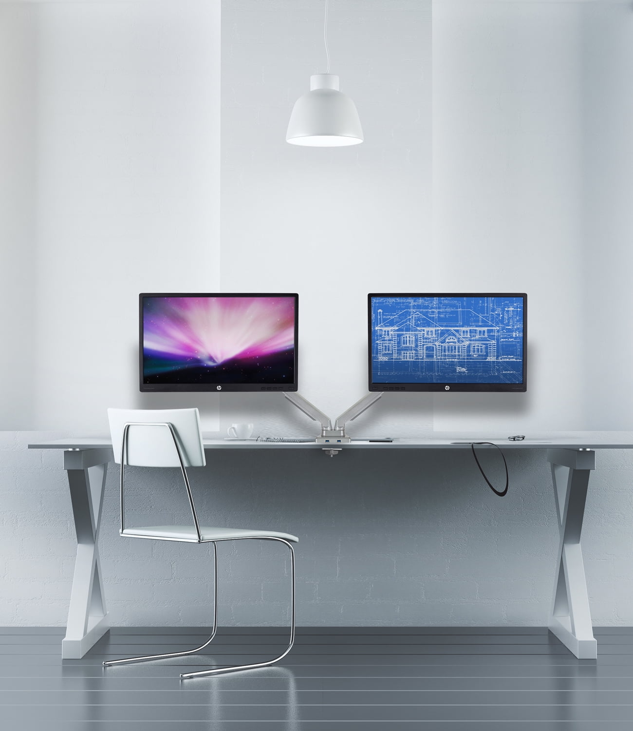 Mount-It! Dual Monitor Desk Mount w/ USB Ports | Fits 21-32 Inch Screens