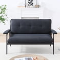 thumbnail image 3 of Nmkwnr 2 Seater Corduroy Sofa Couch with Metal Frame, 53 inch Loveseat Sofa for Living Room, Office, Bedroom, Black, 3 of 10