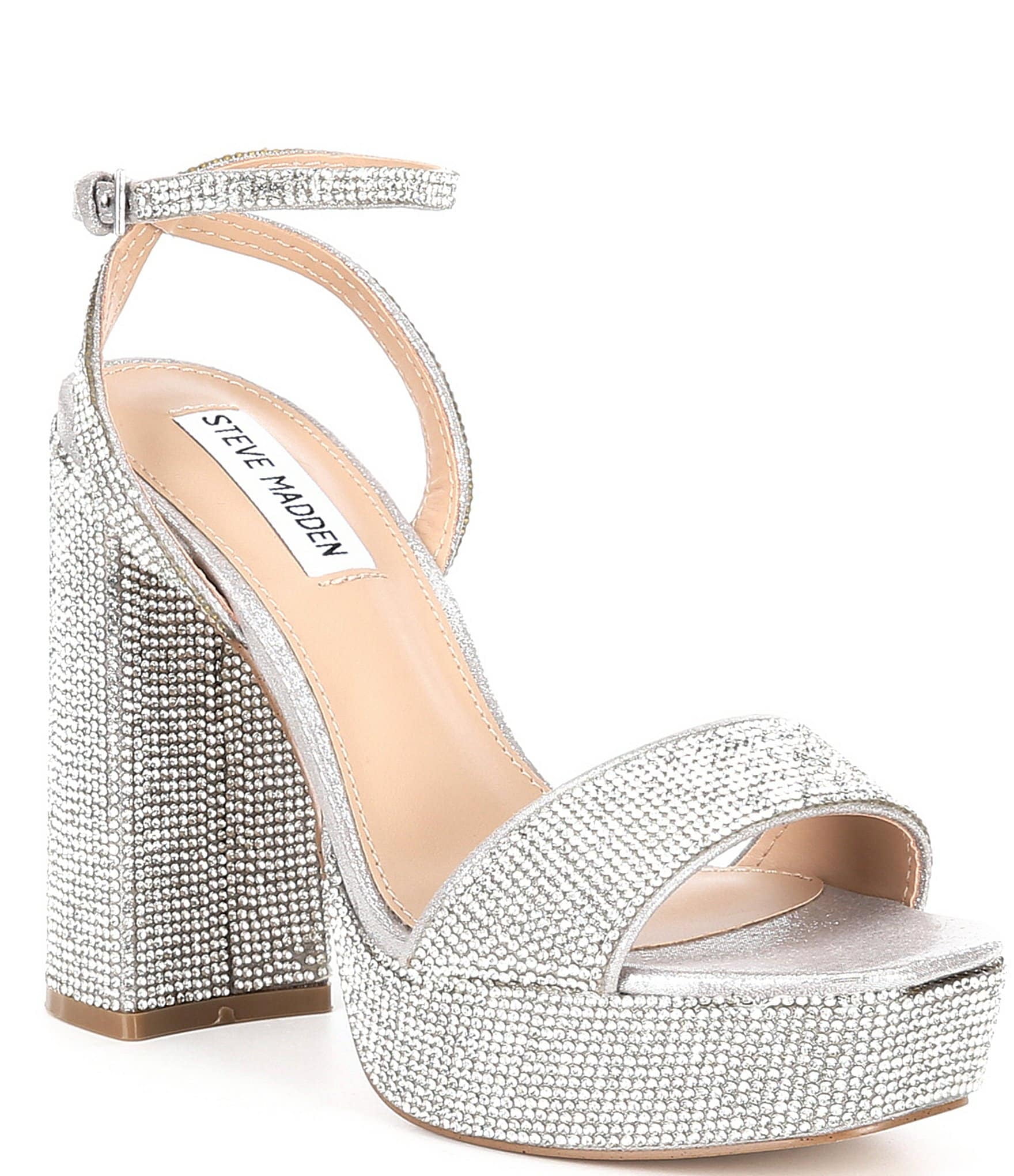 Steve Madden Lessa Platform Ankle Strap Sandal RHINESTONE (8.5, RHINESTONE) - Walmart.com