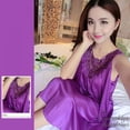 thumbnail image 3 of Womens Sleeveless Nightgowns V Neck Loungewear Lace Sleeve Pajamas,Large Size Ice Silk Pajamas Sleeveless Camisole Nightdress Home Service, 3 of 4