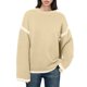 thumbnail image 1 of HongQid Sweaters for Women Fashion Solid Crewneck Loose Fit Long Sleeve Contrast Cable Knit Pullover Sweater Jumper Tops, 1 of 8