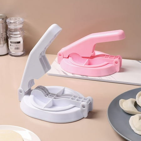 

HEVIRGO Dough Press Mold Creative Handle Radian Design Plastic Manual Baking Dumpling Skin Mould for Gift Beige